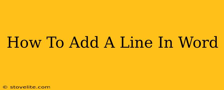 How To Add A Line In Word