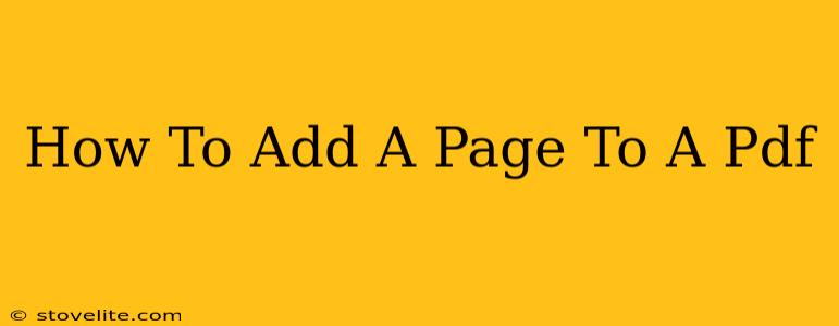 How To Add A Page To A Pdf