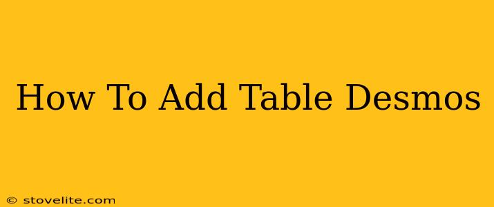 How To Add Table Desmos