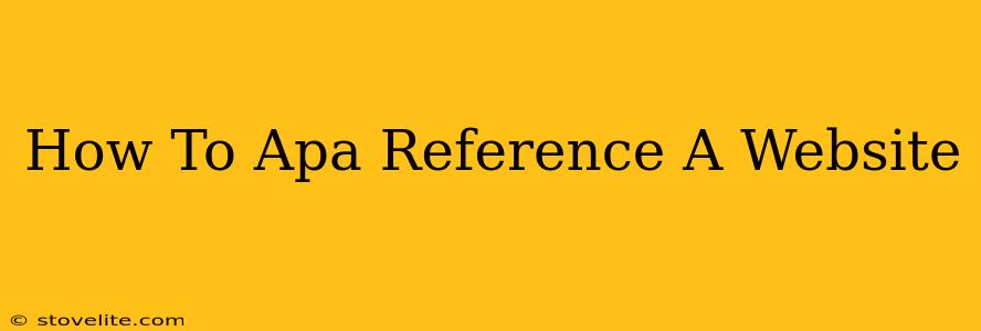 How To Apa Reference A Website