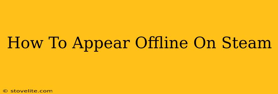 How To Appear Offline On Steam