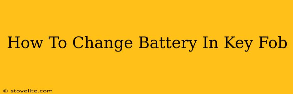 How To Change Battery In Key Fob