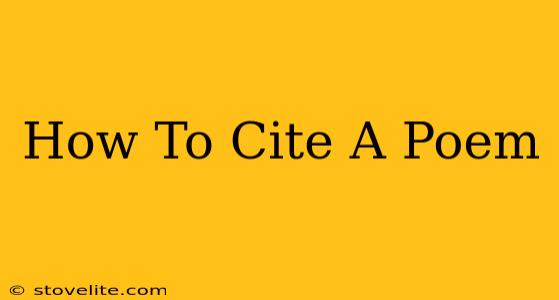 How To Cite A Poem