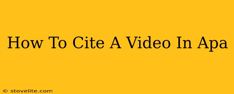 How To Cite A Video In Apa