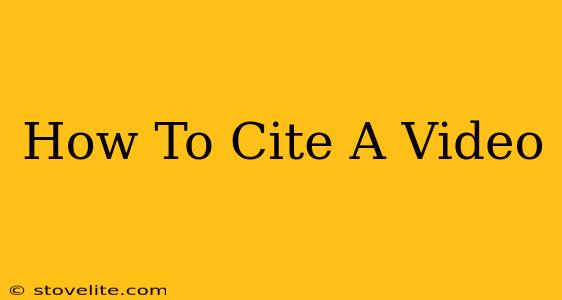 How To Cite A Video