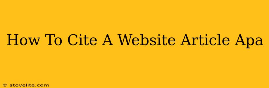 How To Cite A Website Article Apa