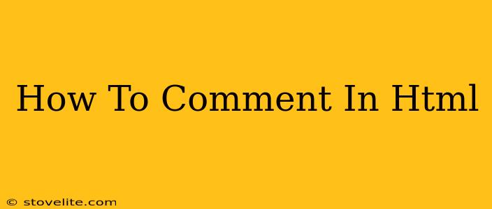 How To Comment In Html