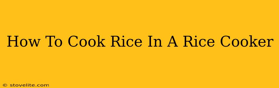 How To Cook Rice In A Rice Cooker