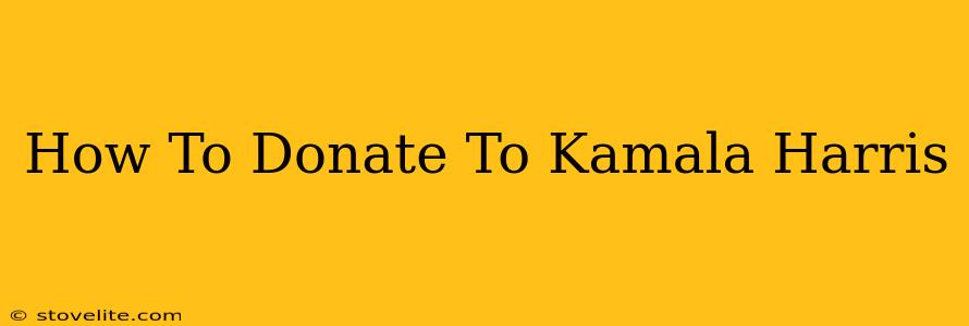 How To Donate To Kamala Harris