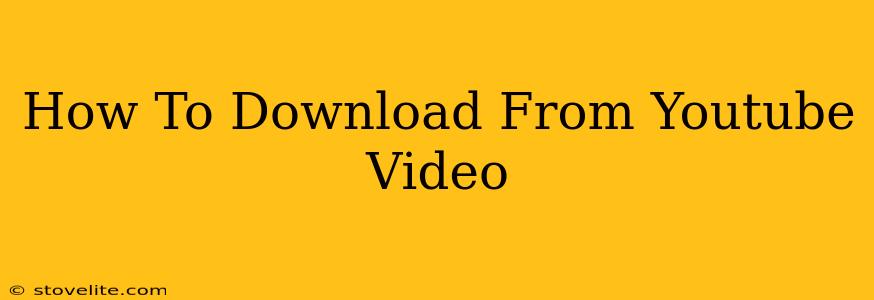 How To Download From Youtube Video