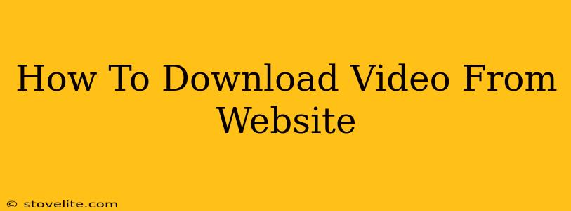 How To Download Video From Website