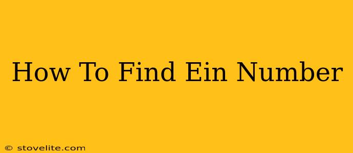 How To Find Ein Number