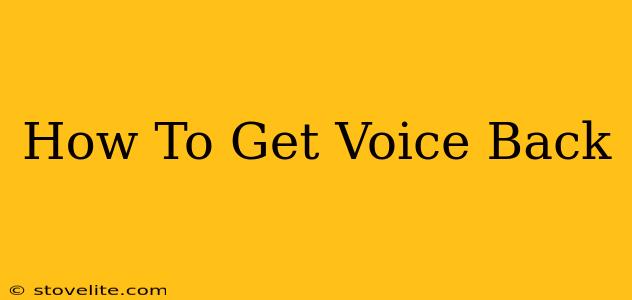 How To Get Voice Back