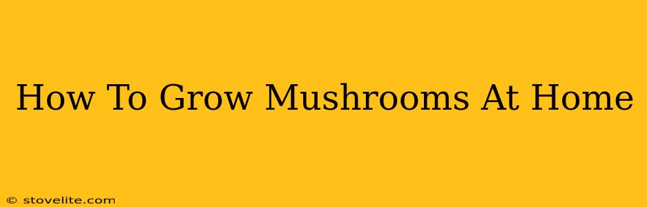 How To Grow Mushrooms At Home