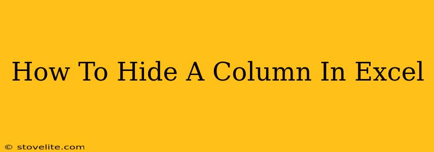 How To Hide A Column In Excel