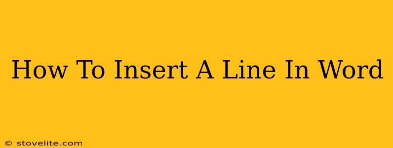 How To Insert A Line In Word