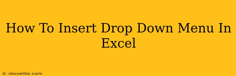 How To Insert Drop Down Menu In Excel