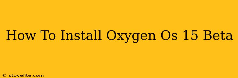 How To Install Oxygen Os 15 Beta