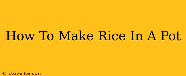 How To Make Rice In A Pot