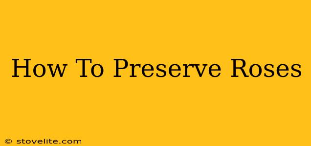 How To Preserve Roses