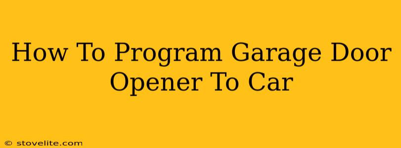 How To Program Garage Door Opener To Car