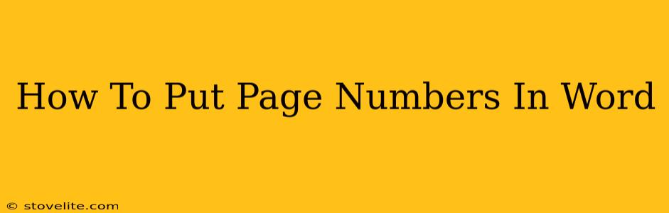 How To Put Page Numbers In Word