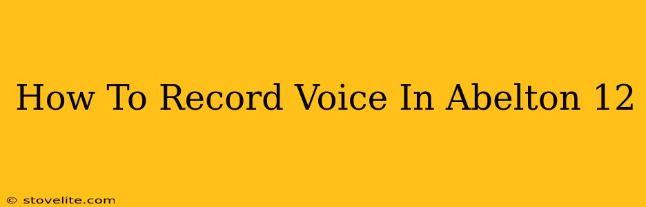 How To Record Voice In Abelton 12