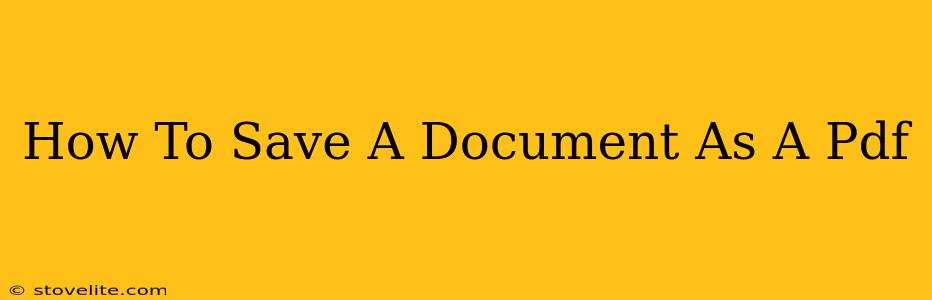 How To Save A Document As A Pdf