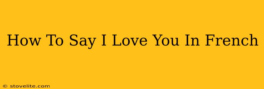 How To Say I Love You In French