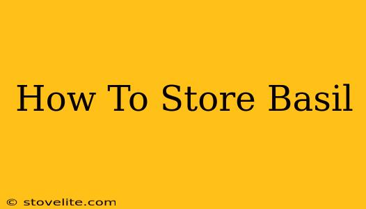 How To Store Basil