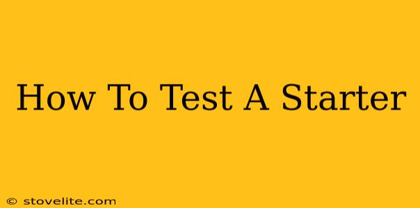 How To Test A Starter