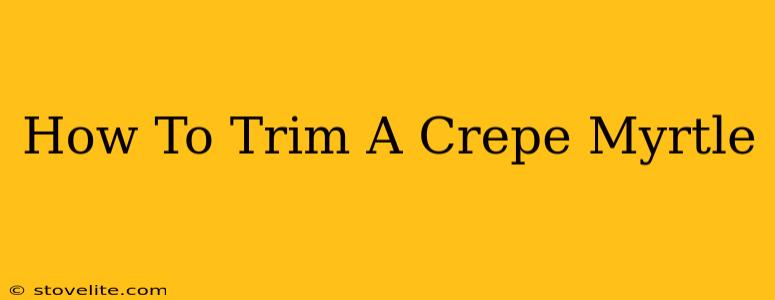 How To Trim A Crepe Myrtle