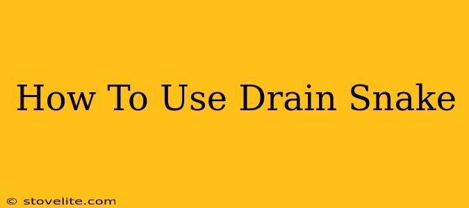 How To Use Drain Snake