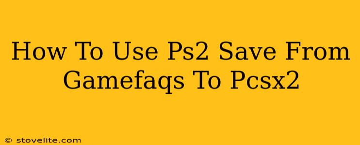 How To Use Ps2 Save From Gamefaqs To Pcsx2