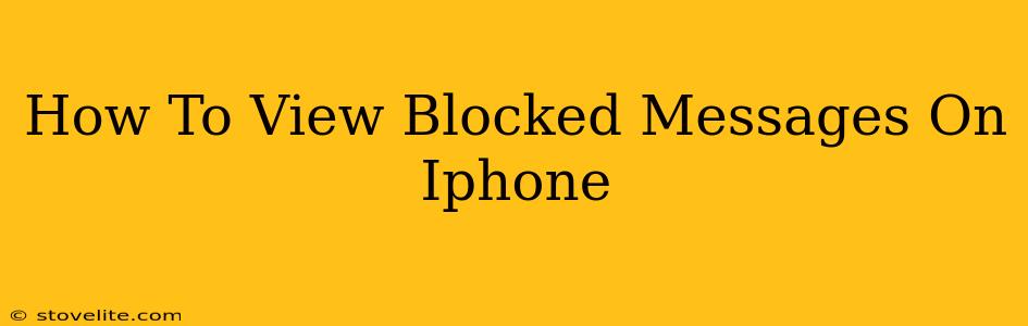 How To View Blocked Messages On Iphone