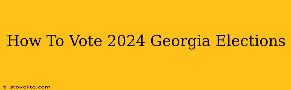 How To Vote 2024 Georgia Elections