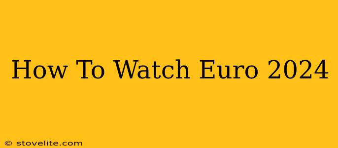 How To Watch Euro 2024