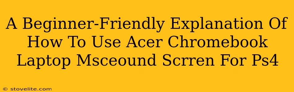 A Beginner-Friendly Explanation Of How To Use Acer Chromebook Laptop Msceound Scrren For Ps4