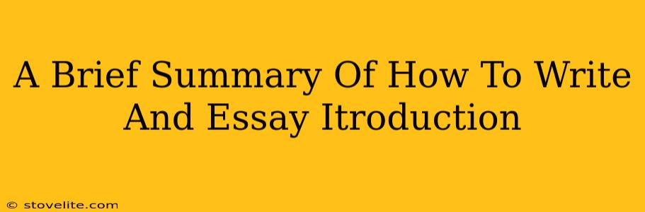 A Brief Summary Of How To Write And Essay Itroduction