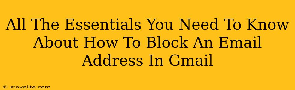 All The Essentials You Need To Know About How To Block An Email Address In Gmail