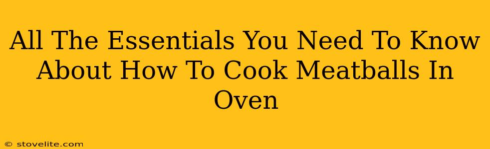 All The Essentials You Need To Know About How To Cook Meatballs In Oven