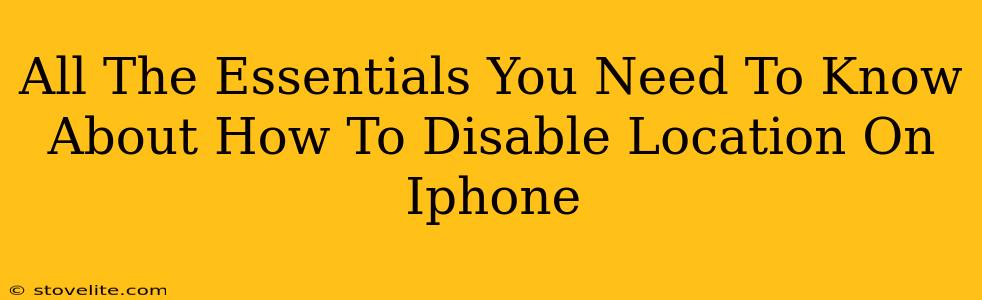 All The Essentials You Need To Know About How To Disable Location On Iphone