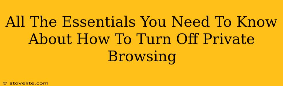 All The Essentials You Need To Know About How To Turn Off Private Browsing