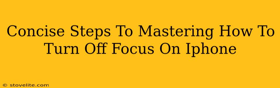 Concise Steps To Mastering How To Turn Off Focus On Iphone