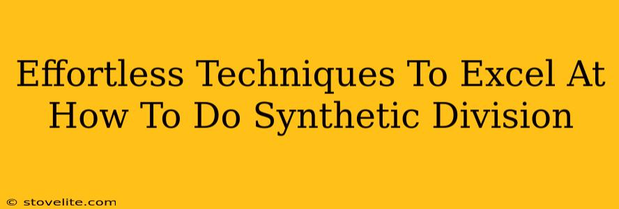 Effortless Techniques To Excel At How To Do Synthetic Division