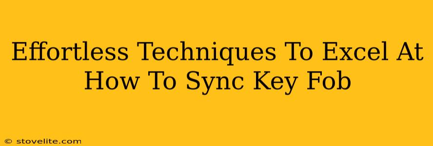 Effortless Techniques To Excel At How To Sync Key Fob