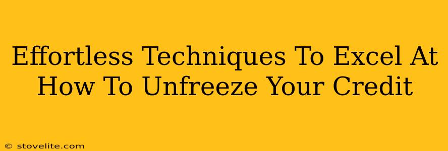 Effortless Techniques To Excel At How To Unfreeze Your Credit