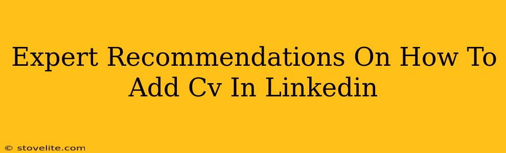 Expert Recommendations On How To Add Cv In Linkedin