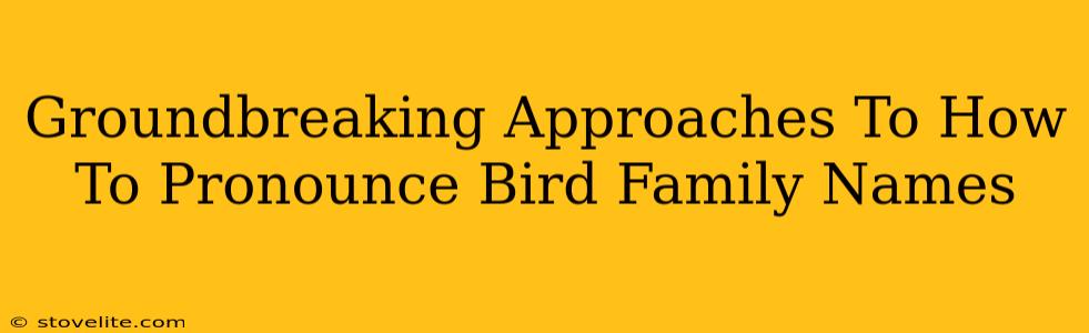 Groundbreaking Approaches To How To Pronounce Bird Family Names