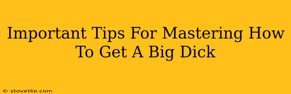 Important Tips For Mastering How To Get A Big Dick